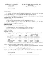 Đề  thi thử THPT môn địa lý tỉnh  Bắc Giang