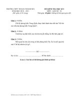 TRƯỜNG THPT THUẬN THÀNH SỐ I BÀI KIỂM TRA HỌC KÌ I MÔN  LỊCH SỬ 10.DOC