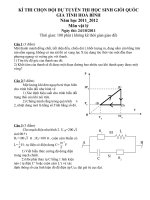 ĐỀ THI DỰ TUYỂN HỌC SINH GIỎI QUỐC GIA TỈNH HOÀ BÌNH - MÔN VẬT LÝ 2011 - 2012