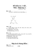 Đề kiểm tra 1 tiết môn Hình học lớp 8 số 25