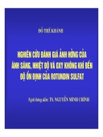 Đề tài  nghiên cứu đánh giá ảnh hưởng của ánh sáng, nhiệt độ và oxy không khí đến độ ổn định của rotundin sulfat   đỗ thế khánh
