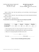 TRƯỜNG THPT THUẬN THÀNH SỐ I BÀI KIỂM TRA HỌC KÌ I MÔN  ĐỊA LỚP 10