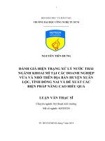 Đánh giá hiện trạng xử lý nước thải ngành khoai mì tại các doanh nghiệp vừa và nhỏ trên địa bàn huyện Xuân Lộc, tỉnh Đồng Nai và đề xuất các biện pháp nâng cao hiệu quả