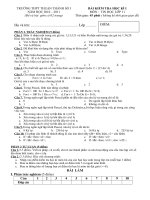 TRƯỜNG THPT THUẬN THÀNH SỐ I BÀI KIỂM TRA HỌC KÌ I MÔN  TIN HỌC 11