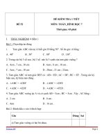 Đề kiểm tra 1 tiết Hình học lớp 7 - Đề 52