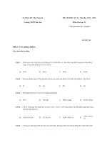 TRƯỜNG THPT BẮC SƠN ĐỀ KIỂM TRA HỌC KÌ 2 MÔN HÓA HỌC  12 MÃ ĐỀ 256