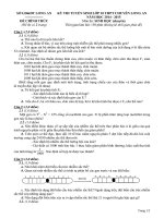 Đề thi tuyển sinh vào lớp 10 môn Sinh năm học 2014-2015 trường THPT Chuyên Long An