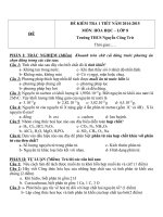 Đề kiểm tra 1 tiết lớp 8 môn Hóa học năm 2014 - 2015 trường THCS Nguyễn Công Trứ