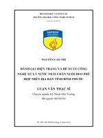 Đánh giá hiện trạng và đề xuất công nghệ xử lý nước thải chăn nuôi heo phù hợp trên địa bàn tỉnh Bình Phước