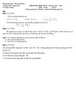 đề thi toán 8 học kỳ II(2013-2014) trường THCS nguyên du