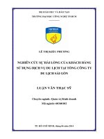 Nghiên cứu sự hài lòng của khách hàng sử dụng dịch vụ du lịch tại tổng công ty du lịch Sài Gòn