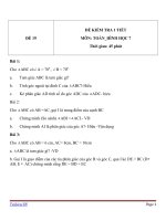 Đề kiểm tra 1 tiết Hình học lớp 7 - Đề 19