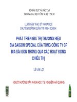 Phát triển giá trị thương hiệu saigon special của tổng công ty CP bia sài gòn thông qua các hoạt động chiêu thị (ppt)