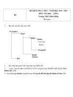 Đề kiểm tra 1 tiết lớp 6 môn Tin học phần thực hành trường THCS Phúc Đồng năm 2014 - 2015