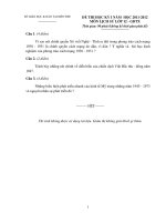 ĐỀ THI ĐÁP ÁN KT HKI 2011-2012 môn LỊCH SỬ 12 GDTX TỈNH BẾN TRE