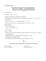 Đề thi HKI môn Toán lớp 12 GDTX 2010 2011 TỈNH BẾN TRE