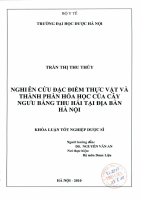 Nghiên cứu đặc điểm thực vật và thành phần hoá học của cây ngưu bàng thu hái tại địa bàn hà nội