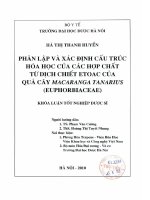Phân lập và xác định cấu trúc hoá học của các hợp chất từ dịch chiết etoac của quả cây macaranga tanarius (euphorbiaceae)