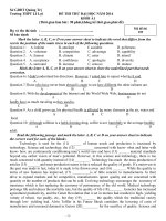 Đề thi thử đại học khối a1 và đáp án   môn anh   năm 2014 THPT lê lợi quảng trị