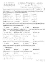 Bộ đề thi khảo sát đại học môn Tiếng Anh trường THPT Yên Lạc, Vĩnh Phúc (lần 1)