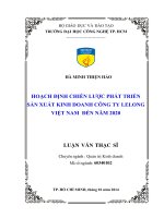 Hoạch định chiến lược phát triển sản xuất kinh doanh công ty LeLong Việt Nam đến năm 2020