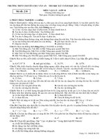 Đề kiểm tra HKI Vật lý 10 nâng cao