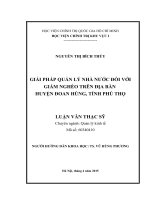 Giải pháp quản lý nhà nước đối với giảm nghèo trên địa bàn huyện đoan hùng, tỉnh phú thọ