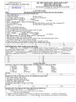 Đề thi chọn học sinh giỏi môn Tiếng Anh lớp 7 năm học 20142015