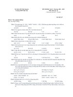 TRƯỜNG THPT BẮC SƠN ĐỀ KIỂM TRA HỌC KÌ 2 MÔN HÓA HỌC  12 MÃ ĐỀ 257