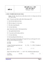 Đề kiểm tra 1 tiết Hóa học 8 - Đề 40