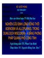 Đề tài  nghiên cứu định lượng đồng thời adenosin và allopurinol trong dung dịch wisconsin   a bằng phương pháp quang phổ cộng tính   HV quân y