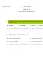 TRƯỜNG THPT BẮC SƠN ĐỀ KIỂM TRA HỌC KÌ 1 MÔN HÓA HỌC  12 MÃ ĐỀ 238