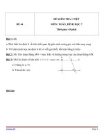Đề kiểm tra 1 tiết Hình học lớp 7 - Đề 44