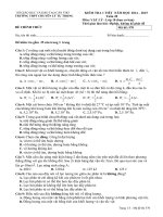 Đề và đáp án Vật lý 10  nâng cao tuần 28 trường THPT LÝ TỰ TRỌNG CẦN THƠ