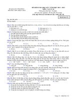 ĐỀ KIỂM TRA HKI MÔN VẬT LÝ 10 MÃ ĐỀ 132