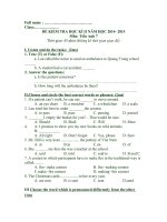 Đề tiếng anh 7 - sưu tầm đề kiểm tra, thi học sinh giỏi tham khảo bồi dưỡng (85)