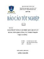 Báo cáo tốt nghiệp GIẢI PHÁP NÂNG CAO HIỆU QUẢ QUẢN lý HÀNG tồn KHO CTY TNHH TM DV VIỆT CƯỜNG