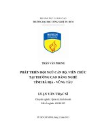 Phát triển đội ngũ cán bộ, viên chức tại trường Cao đẳng Nghề tỉnh Bà Rịa-Vũng Tàu