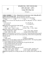 Đề kiểm tra 1 tiết lớp 8 môn Hóa học năm 2013 - 2014 trường THCS Đông Ninh