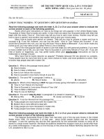 Đề thi thử quốc gia lần 1 - 2015 - Môn Tiếng anh - Trường THPT Chuyên ĐH Vinh - Nghệ An