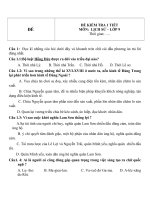 Đề kiểm tra 1 tiết lớp 7 môn Lịch sử năm 2009 - 2010