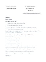 TRƯỜNG THPT BẮC SƠN ĐỀ KIỂM TRA HỌC KÌ 2 MÔN SINH KHỐI 10 MÃ ĐỀ 132