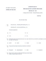 TRƯỜNG THPT BẮC SƠN ĐỀ KIỂM TRA HỌC KÌ 1 MÔN HÓA HỌC  12 MÃ ĐỀ 242