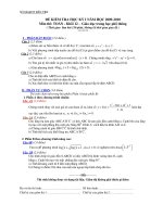 Đề kiểm tra học kì I lớp 12 môn Toán năm học 2009-2010 SỞ GD ĐT BẾN TRE