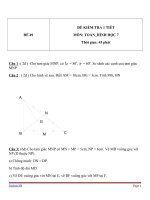 Đề kiểm tra 1 tiết Hình học lớp 7 - Đề 49