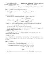 Đề thi học kì II môn toán lớp 10 quỳnh lưu năm học 2014 - 2015(có đáp án)