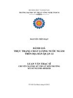 Đánh giá thực trạng chất lượng nước ngầm trên địa bàn quận 12