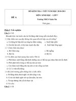 Đề kiểm tra 1 tiết lớp 7 môn Sinh học đề A trường THCS Xuân Tín năm 2010 - 2011