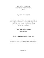 Đánh giá giảng viên của Hiệu trưởng trường Cao đẳng Y tế Ninh Bình tỉnh Ninh Bình