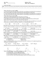 Đề Kiểm tra 1 tiết chất lưu và chất khí Vật lý 10 Nâng cao